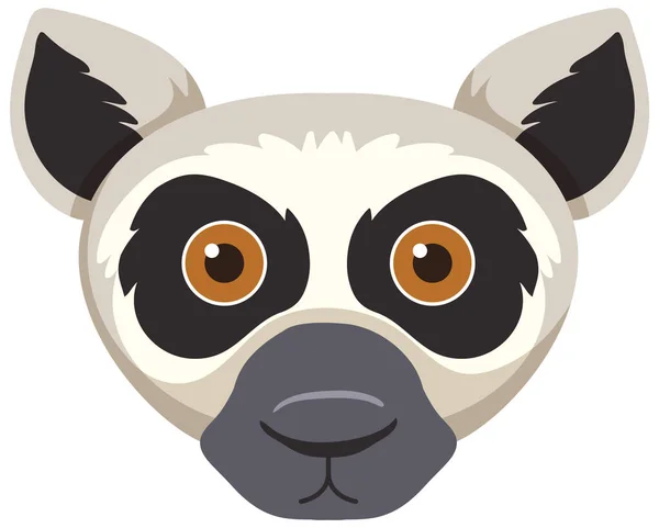 Schattig Lemur Hoofd Platte Stijl Illustratie — Stockvector