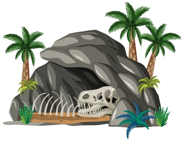 Grotte Pierre Avec Illustration Fossiles — Image vectorielle