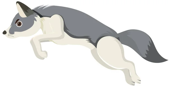 Loup Sautant Illustration Isolée — Image vectorielle