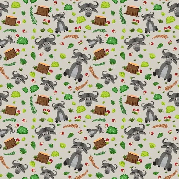 Şirin bufalo kusursuz desenli çizim.