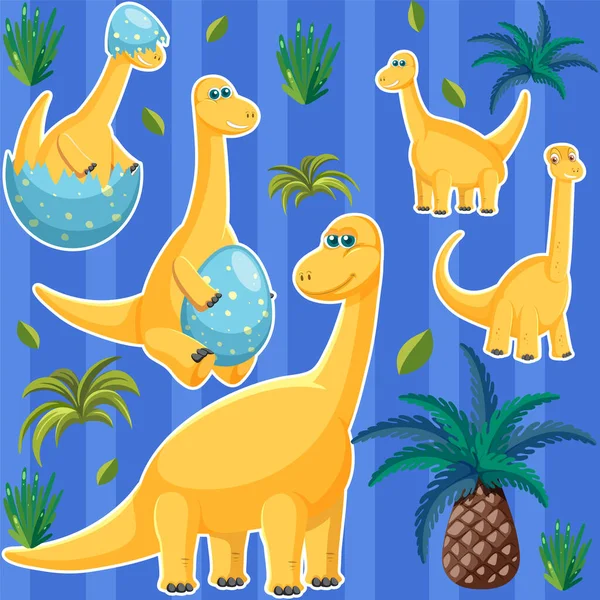 Lindo Dinosaurio Patrón Sin Costura Ilustración — Vector de stock