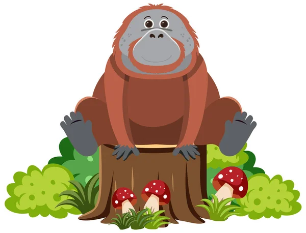 Cute Orangutan Flat Style Isolated Illustration — Stock vektor