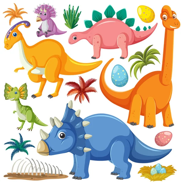 Χαριτωμένο Δεινόσαυρος Απρόσκοπτη Απεικόνιση Μοτίβο — Διανυσματικό Αρχείο