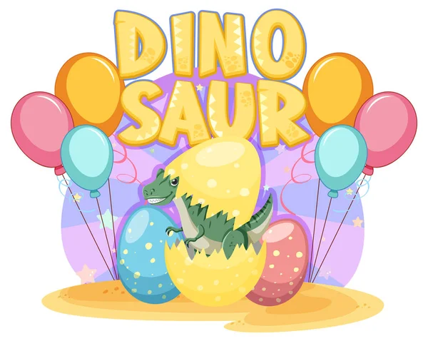 Симпатичная Иллюстрация Вечеринки Динозавров — стоковый вектор