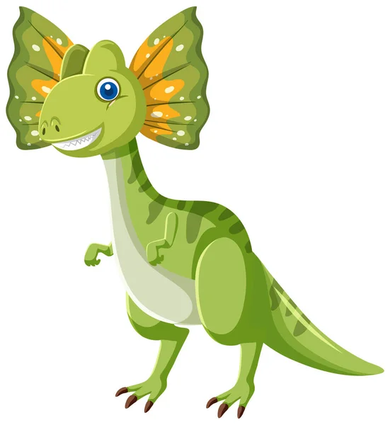 Cute Dilophosaurus Dinosaur Cartoon Illustration — Stock Vector