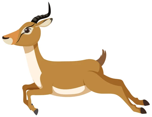 Gazelle Zeichentrickfigur Isolierte Illustration — Stockvektor