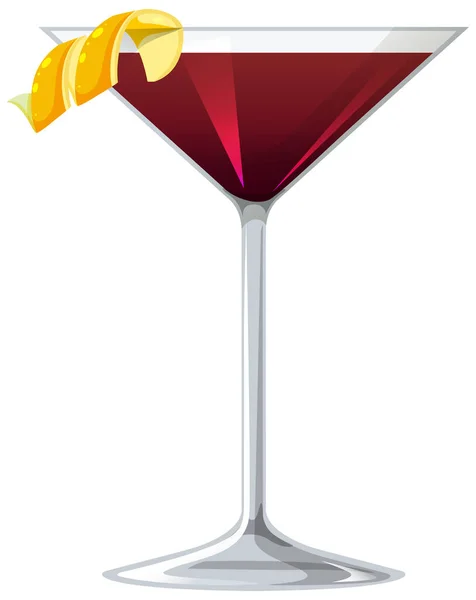 Martinez Cocktail Dans Verre Sur Fond Blanc Illustration — Image vectorielle