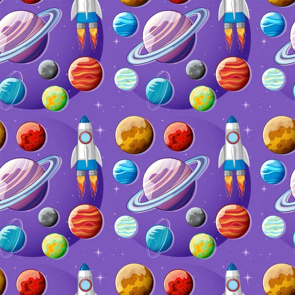 Space planets seamless pattern illustration