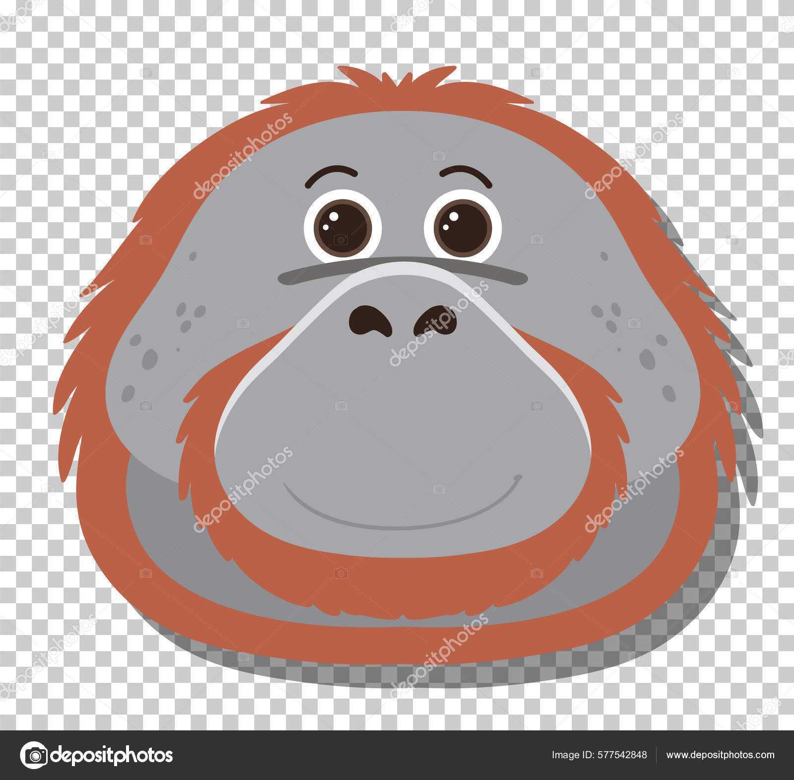 Cute Orangutan Head Flat Cartoon Style Illustration Stock Vector ...