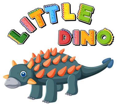 Küçük sevimli ankylosaurus dinozor çizgi film karakteri çizimi