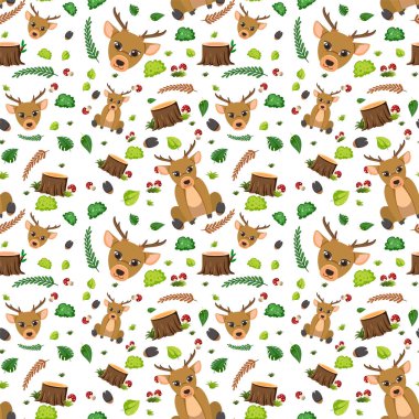 Geyik sevimli hayvan kusursuz desen çizimi