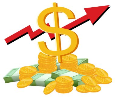 Yığınla para ve dolar sembolü