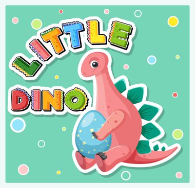 Küçük sevimli dinozor karikatür poster çizimi