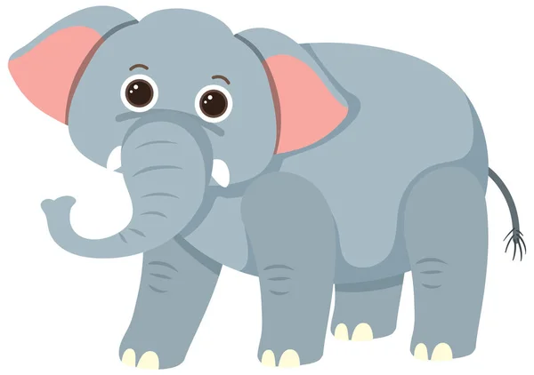 Éléphant Mignon Dessin Animé Plat Illustration Style — Image vectorielle