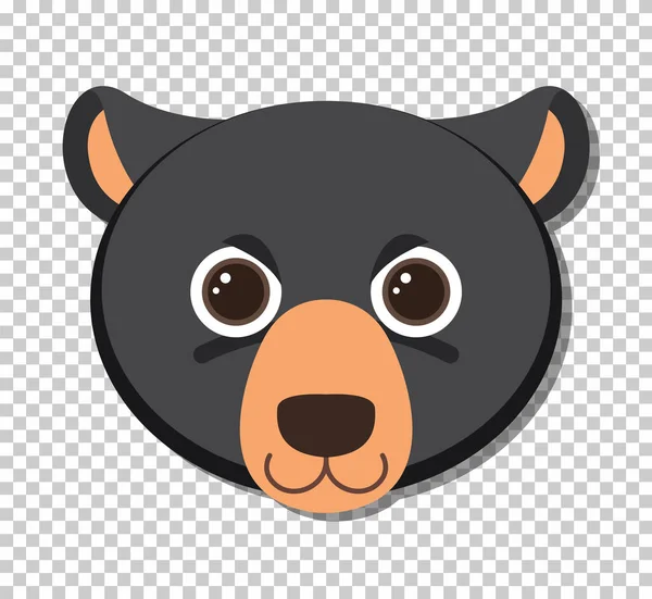 Cute Black Bear Head Flat Cartoon Style Illustration — Stock Vector