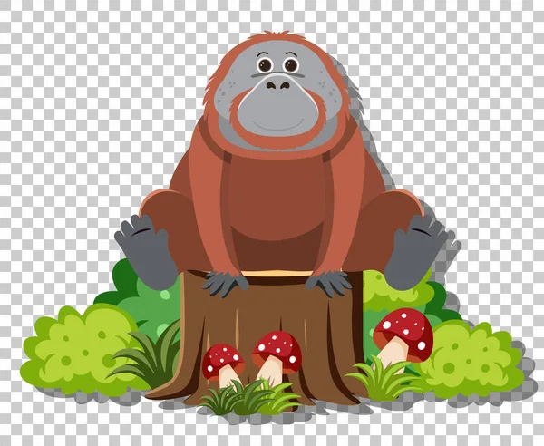 Orangotango Bonito Desenho Animado Plano Ilustração Estilo — Vetor de Stock