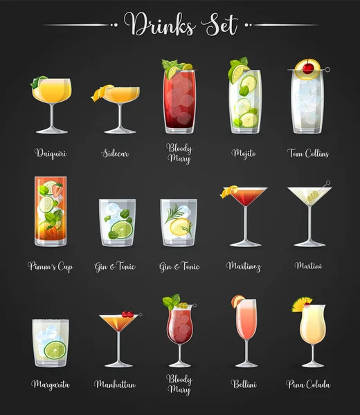 Cocktail Menu Poster Design Ilustração —  Vetores de Stock