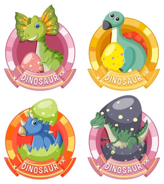 Set of cute dinosaur cartoon characters illustration