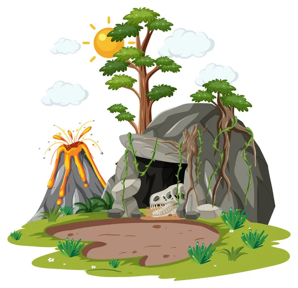 Natura Grotta Nella Foresta Isolato Illustrazione — Vettoriale Stock