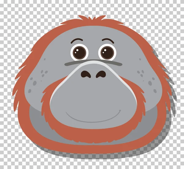 Linda Cabeza Orangután Ilustración Estilo Plano Dibujos Animados — Vector de stock