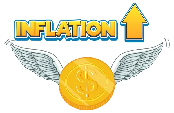 Inflation Mot Logo Design Avec Des Ailes Pièce Illustration — Image vectorielle