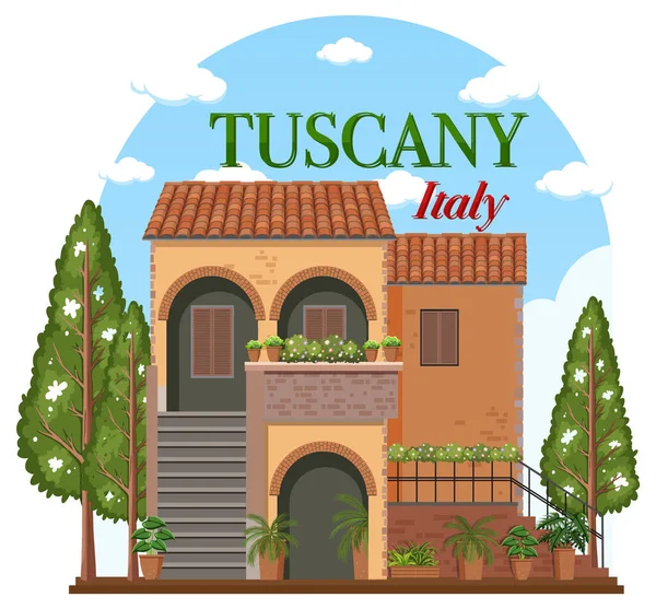 Toskana Italien Landmark Logo Banner Illustration — Stockvektor