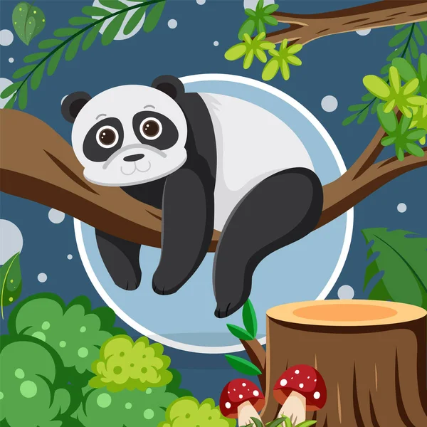 Cute Panda Flat Cartoon Style Illustration — Stock Vector