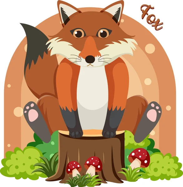 卡通画风格平面插图中的可爱狐狸 — 图库矢量图片