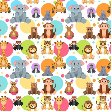 Sevimli hayvanlar kusursuz desenli çizimler.