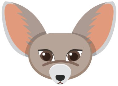 Fennec tilki başı düz stil illüstrasyonla
