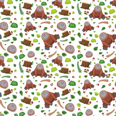 Şirin orangutan pürüzsüz desen çizimi