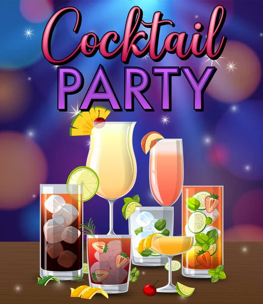 Cocktails Party Funkelnden Hintergrund Illustration — Stockvektor