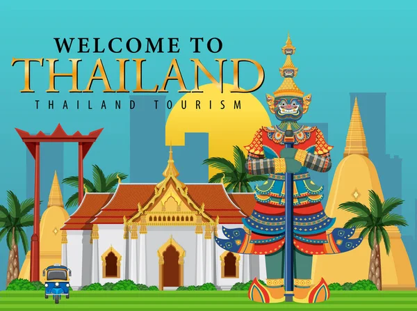 Bienvenue Thaïlande Illustration Bannière — Image vectorielle