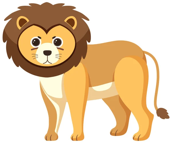 Cute Lion Flat Cartoon Style Illustration — Stock vektor