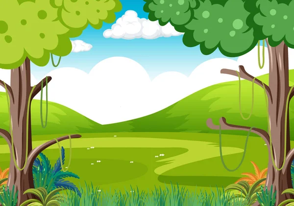 Bosque Naturaleza Fondo Plantilla Ilustración — Vector de stock