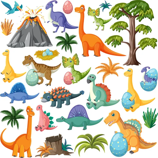 Cute Dinosaur Seamless Pattern Illustration — Stock Vector