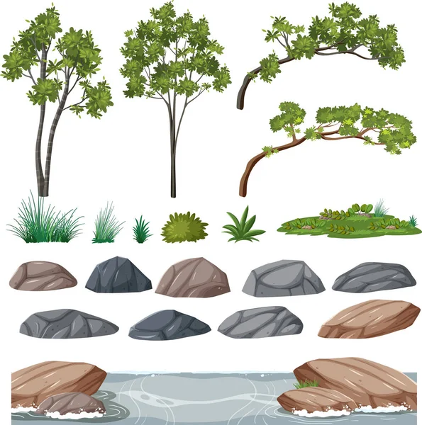 Ayrı Ağaçlar Doğa Nesneleri Örnekleme Ayarladı — Stok Vektör