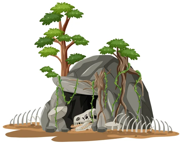 Steinhöhle Mit Fossilien Illustration — Stockvektor