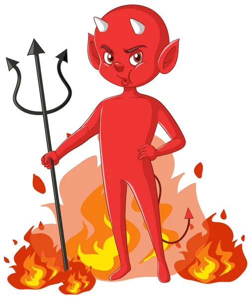 白い背景のイラストで邪悪な悪魔の漫画のキャラクター — ストックベクタ