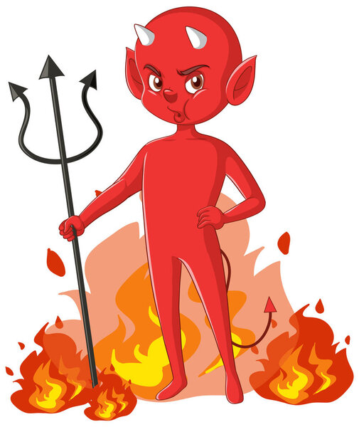 Wicked devil cartoon character on white background illustration