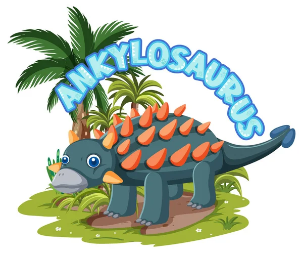 Little cute ankylosaurus dinosaur cartoon character illustration