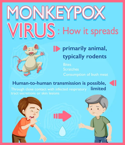 Monkeypox Virus Symptoms Infographic Illustration — Stock vektor