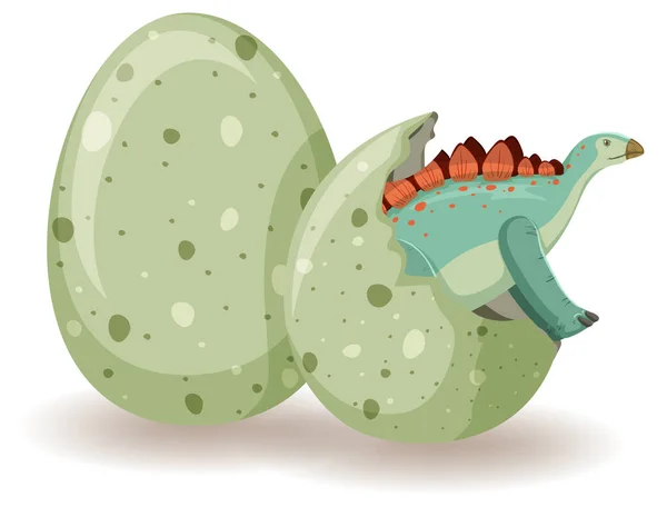 Stegosaurus Hatching Egg Illustration — Stock Vector