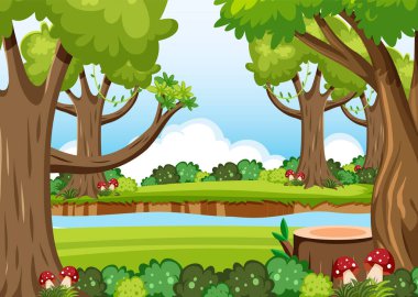Doğa ormanı arka plan şablonu çizimi
