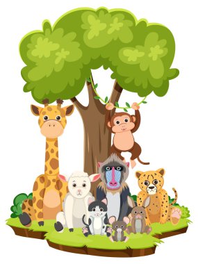 Çizgi film stilinde vahşi hayvanlar.