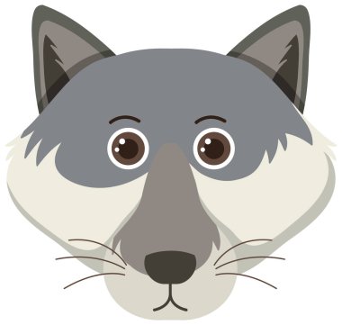 Düz çizimde şirin kurt kafası