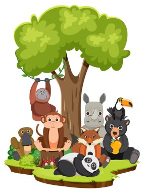 Çizgi film stilinde vahşi hayvanlar.