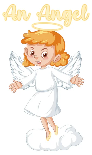 Cute Angel Cartoon Character White Dress White Background Illustration — Stock Vector