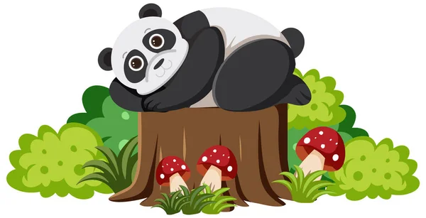Cute Panda Bear Flat Cartoon Style Illustration — Stock Vector