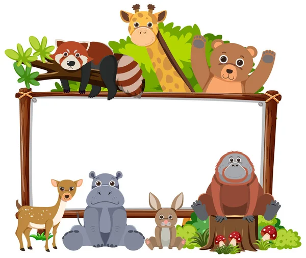 Prázdná Deska Ilustrací Divokých Zvířat — Stockový vektor